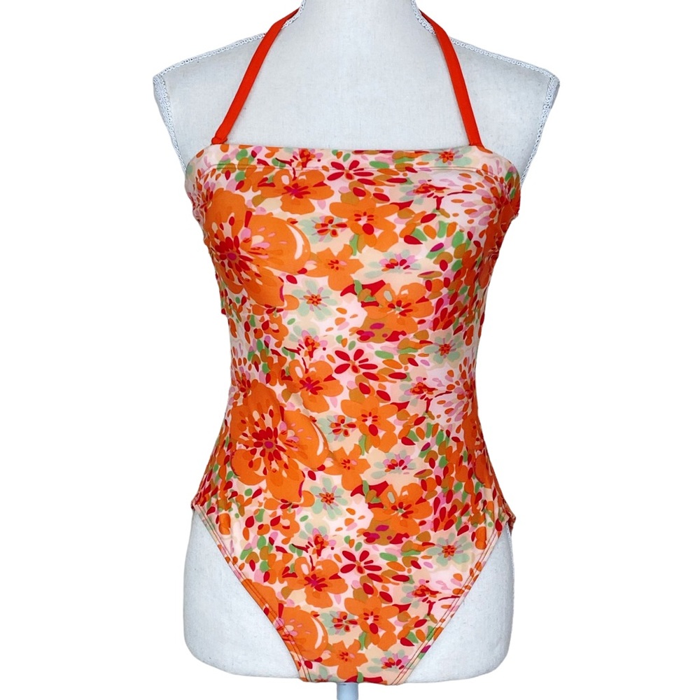 Dippin Daisey’s Colorful Orange Floral High Cut One Piece Size 8